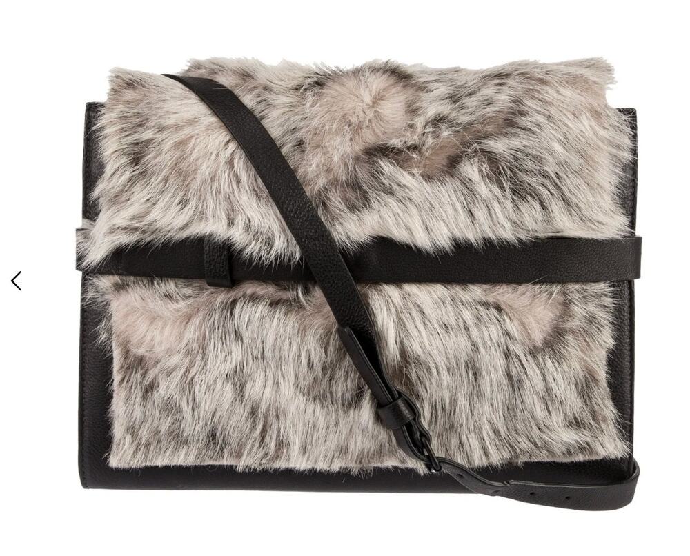 ZERO + MARIA CORNEJO Shearling Crossbody Bag — Neutral Animal Print